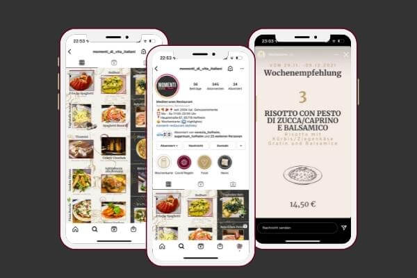 Italienisches Restaurant Momenti di vita Italiani Instagram Puzzle Feed Referenz von Fit your Business